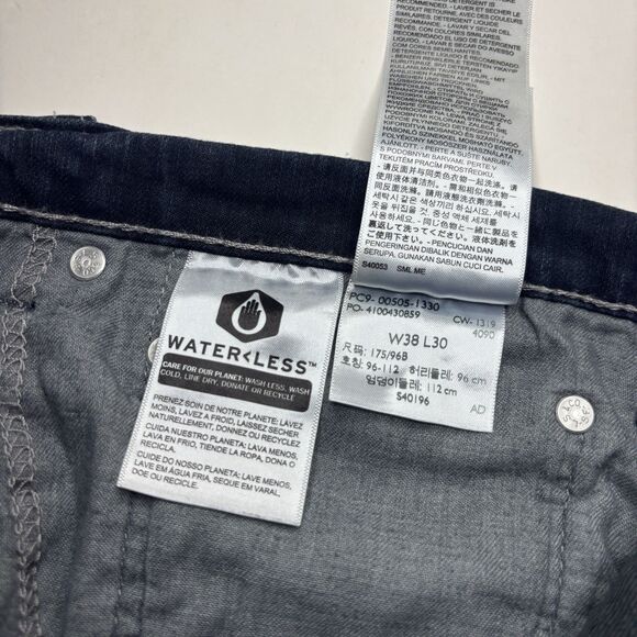 Levis 505 Regular Fit Straight‎ Leg Men's 38x30 Dark Wash Denim Blue Jeans Zip - Picture 8 of 9